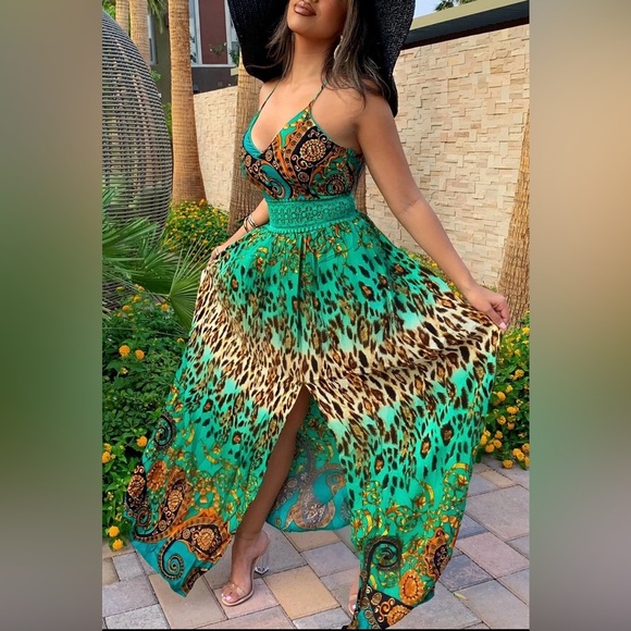 FASHION NOVA Holy Slit sleeveless maxi dress adjustable spaghetti straps size XL - Picture 1 of 16